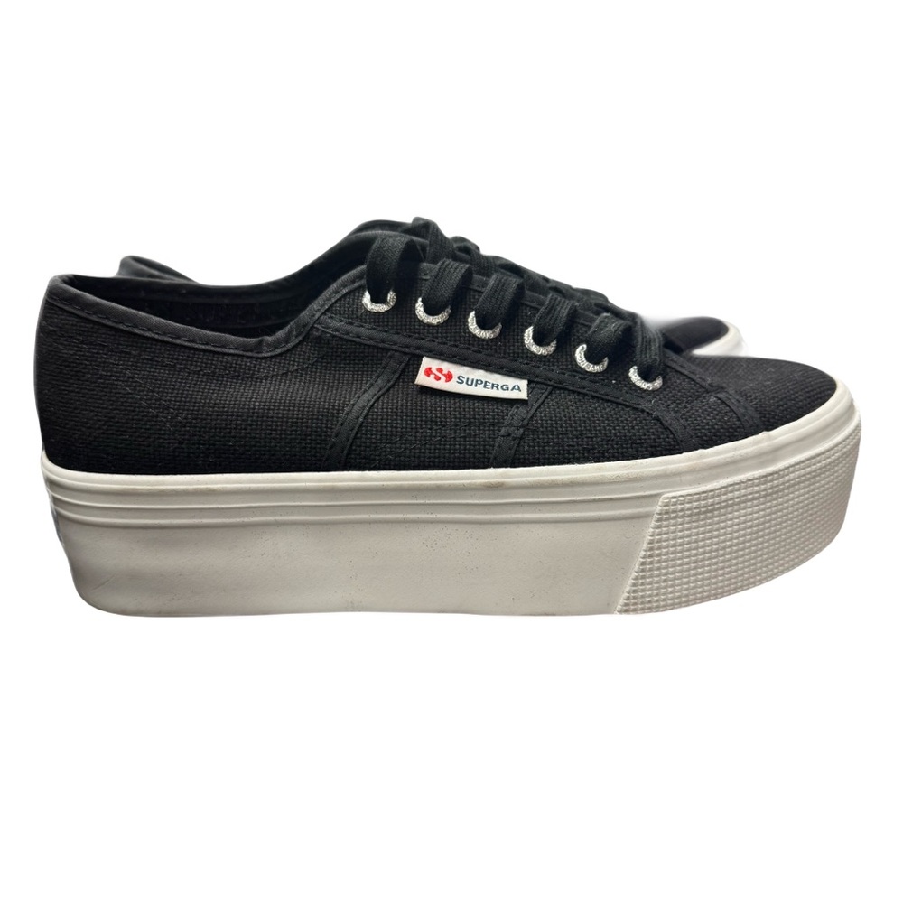 Superga 2790 platform sneakers Italian black and white Linea Sz 6.5 W - unisex
